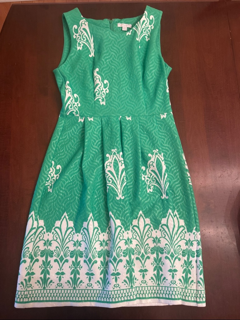 New York & Company Green and White Printed Sleeveless Dress